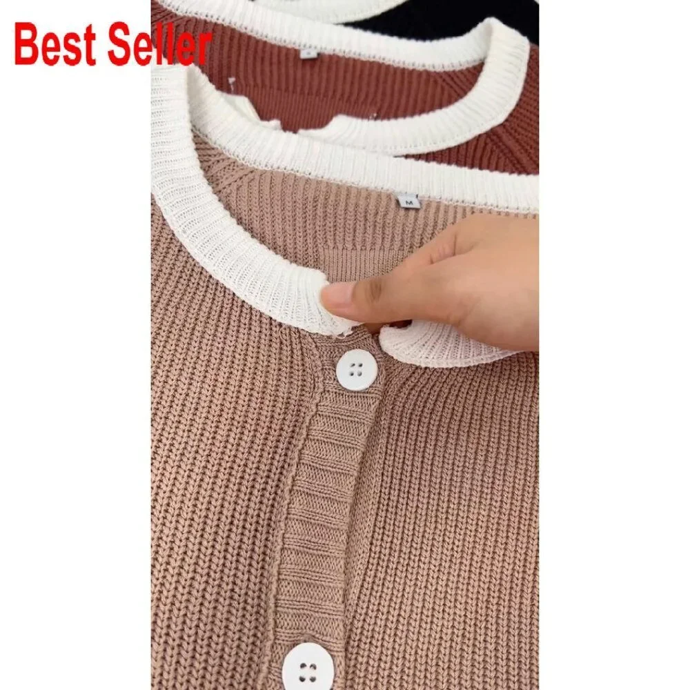Cropped Cardigan Sweater Button-Up Long Sleeve Knitted Jacket Chic Y2K